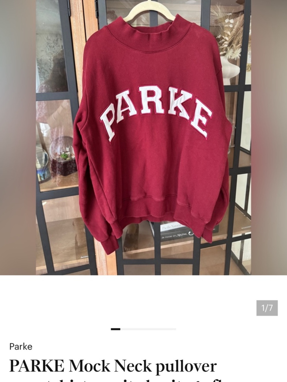 Parke Burgundy Mock Neck Pullover Sweatshirt